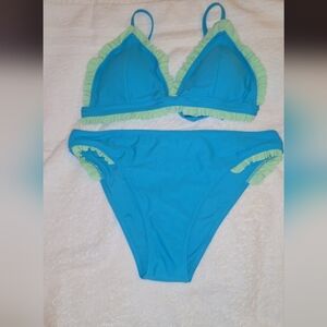 SHEIN Blue and Light Green Bikini Set Ties In Back NWOT Never Worn